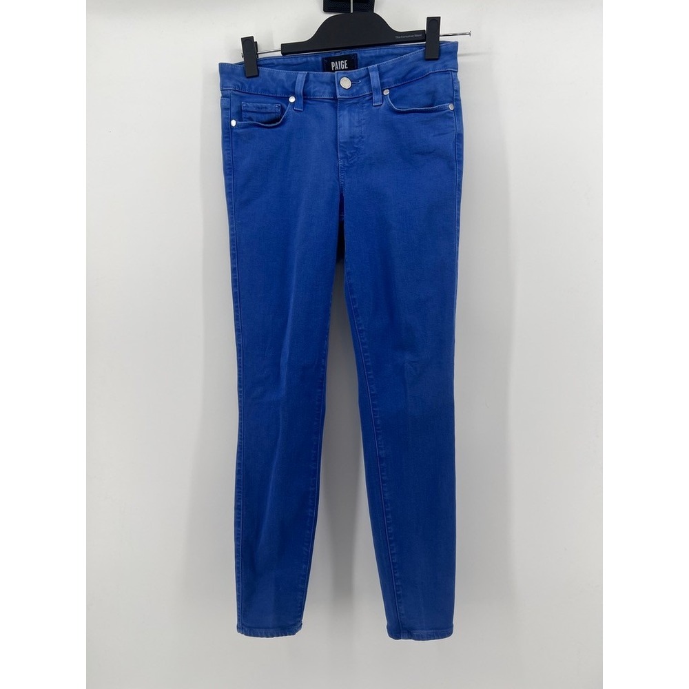 Paige Verdugo Ankle Jeans Womens 27 Cobalt Blue Skinny Mid Rise Stretch Denim